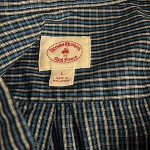 Large blue checkered red fleece brooks brothers casual button down